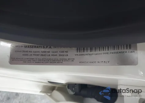 2015 Maserati Ghibli S Q4 from USA, damaged, VIN ZAM57RTA5F1145317